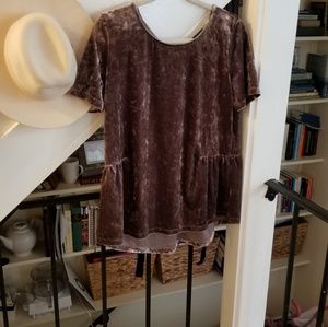 NWT Burgundy Velvet Ruffle Hem Top